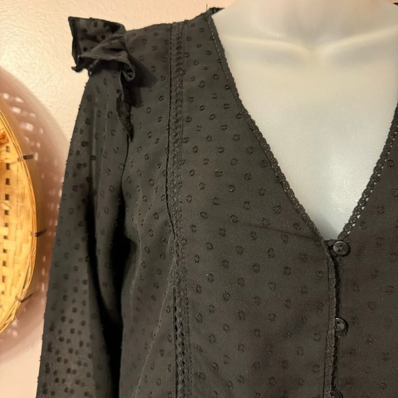 Zara Mesh Dotted Long Sleeved  Top Women Size XS - Picture 9 of 15